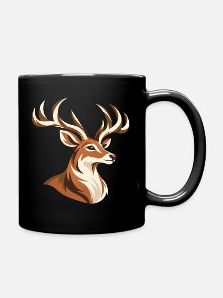 Majestätischer Hirsch mit großem Geweih - Tasse einfarbig - Schwarz