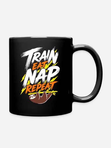Faultier – Train Eat Nap Repeat - Tasse einfarbig - Schwarz