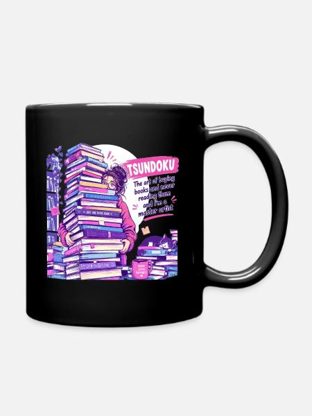 Tsundoku Master Artist: Riesiger Bücherstapel - Tasse einfarbig - Schwarz
