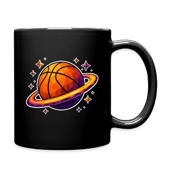 Basketball Planet Ring Weltraum Low Poly T-Shirt - Tasse einfarbig - Schwarz - Rechts