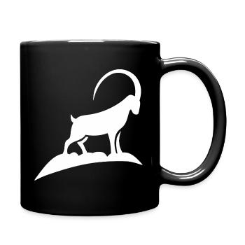 Steinbock-Silhouette auf Berg Mondlicht - Tasse einfarbig - Schwarz - Rechts