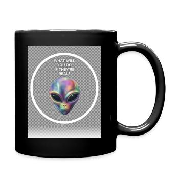 Irideszierendes Alien Gesichtsdesign - Tasse einfarbig - Schwarz - Rechts