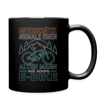 E-Bike Spruch alter Mann Geschenk - Tasse einfarbig - Schwarz - Rechts