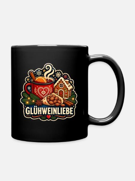Glühwein Liebe Wintergenuss - Tasse einfarbig - Schwarz