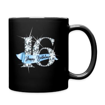 16. Geburtstag festliches Glamour Design - Tasse einfarbig - Schwarz - Rechts