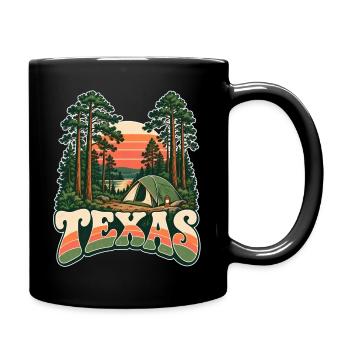 Texas Camping am Sonnenuntergang - Tasse einfarbig - Schwarz - Rechts