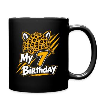 My 7 Birthday Leopard Party - Tasse einfarbig - Schwarz - Rechts