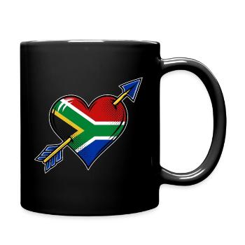 Südafrika Flagge Herz mit Pfeile - Tasse einfarbig - Schwarz - Rechts