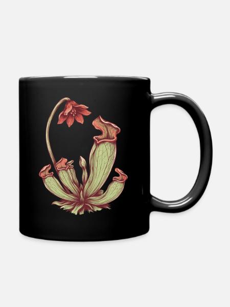 Karnivoren Pitcherpflanze - Botanische Kunst - Tasse einfarbig - Schwarz