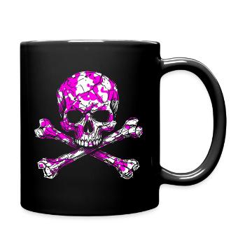 Pink-Weißes Schädelkreuz - Tasse einfarbig - Schwarz - Rechts
