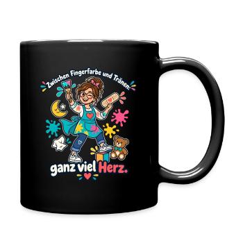 Erzieherin Geschenk Kita Abschied Danke - Tasse einfarbig - Schwarz - Rechts