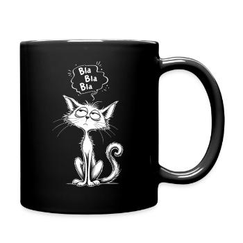 Bla Bla Katze Schnurrende Sprechblase - Tasse einfarbig - Schwarz - Rechts
