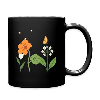 Tulpe Blumen Bärlauch Kapuzinerkresse botanisch - Tasse einfarbig - Schwarz - Rechts