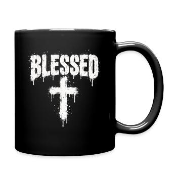 Gesegnetes Kreuz Graffiti - Tasse einfarbig - Schwarz - Rechts