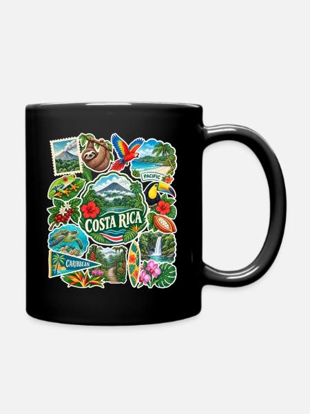 Costa Rica Reisesticker - Tasse einfarbig - Schwarz