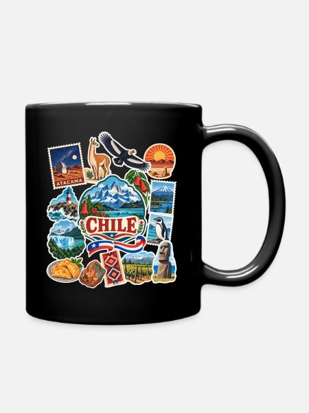 Chile Reisesticker - Tasse einfarbig - Schwarz