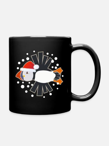 Weihnachts-Puffin - Tasse einfarbig - Schwarz