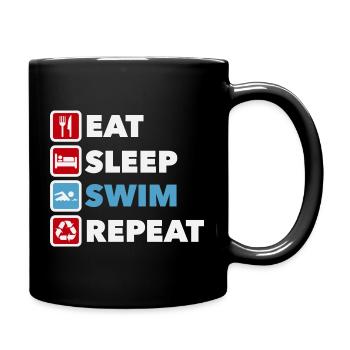Essen, schlafen, nichts, wiederholen - Tasse einfarbig - Schwarz - Rechts
