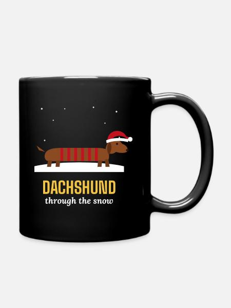 Dackel durch den Schnee-Weihnachtspullover - Tasse einfarbig - Schwarz
