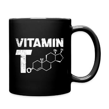 Vitamin T Testosteron Bodybuilding Fitnessstudio - Tasse einfarbig - Schwarz - Rechts