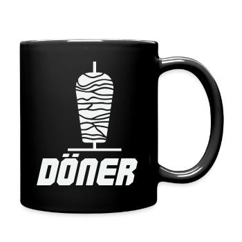 Döner Spieß Emblem - Tasse einfarbig - Schwarz - Rechts