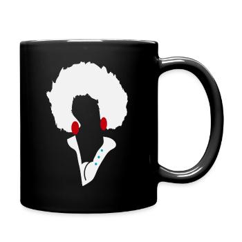 Weiße Afro-Silhouette mit blauen Knöpfen - Tasse einfarbig - Schwarz - Rechts