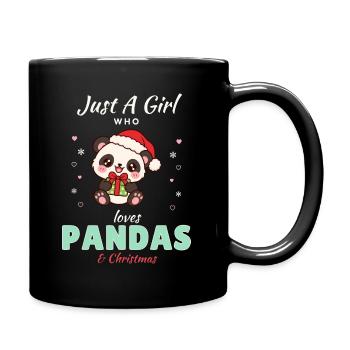 Just a Girl who loves Pandas & Christmas - Tasse einfarbig - Schwarz - Rechts