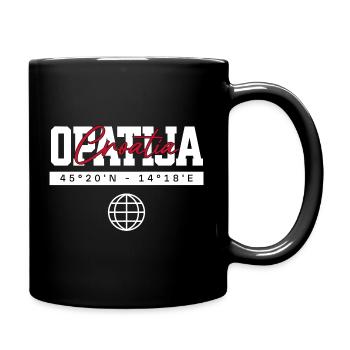 Opatija Kroatien Koordinaten Reise Souvenir - Tasse einfarbig - Schwarz - Rechts