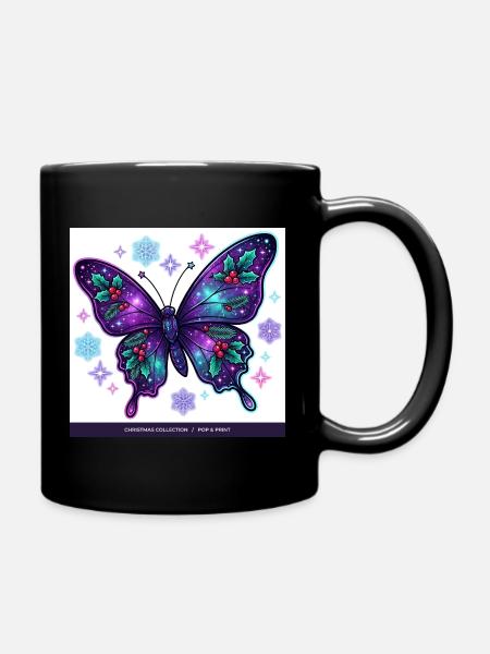 Wintergalaxie Schmetterling - Tasse einfarbig - Schwarz