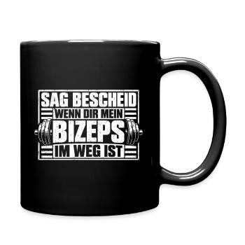 Bizeps Bodybuilding Bodybuilder Gym Kraftsport - Tasse einfarbig - Schwarz - Rechts