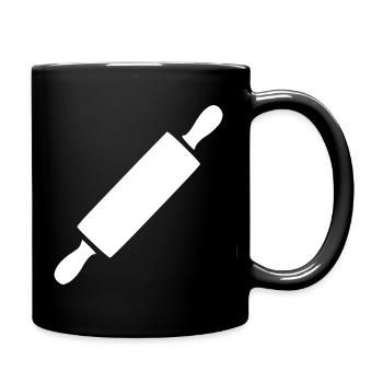 Nudelholz Rollholz Bäcker Geschenk backen  - Tasse einfarbig - Schwarz - Rechts