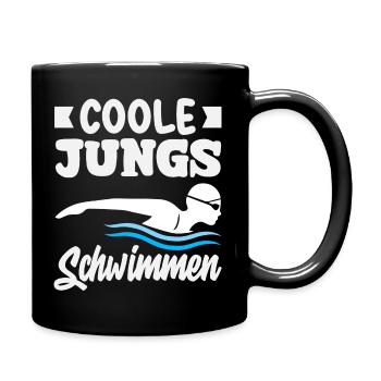 Schwimmsport Schwimmer Spruch Geschenk - Tasse einfarbig - Schwarz - Rechts