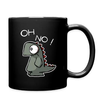Oh No !  Lustiger Dino für Shirts und Sticker - Tasse einfarbig - Schwarz - Rechts