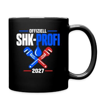 Offiziell SHK-Profi – Gesellenabschluss 2027 - Tasse einfarbig - Schwarz - Rechts