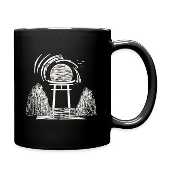 Torii Sonnenuntergang Zen - Tasse einfarbig - Schwarz - Rechts