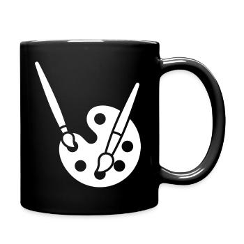 Malerei, Farbpalette, Pinsel, Kunst Symbol - Tasse einfarbig - Schwarz - Rechts