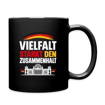 Vielfalt stärkt den Zusammenhalt – Demokratie - Tasse einfarbig - Schwarz - Rechts