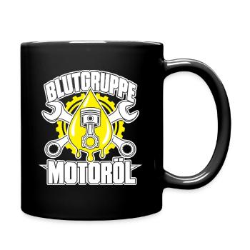 Blutgruppe Motoröl – Schrauber mit Kolben - Tasse einfarbig - Schwarz - Rechts