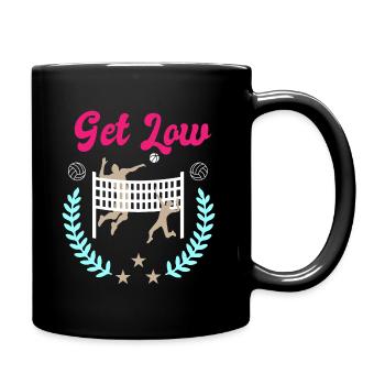 Get Low Volleyball Netz – Lorbeerkranz Design - Tasse einfarbig - Schwarz - Rechts