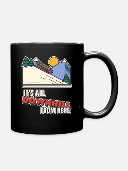 Ab hier geht es nur noch bergab - Tasse einfarbig - Schwarz