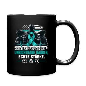 Hinter der Uniform Unsichtbare Narben Einsatzkräft - Tasse einfarbig - Schwarz - Rechts