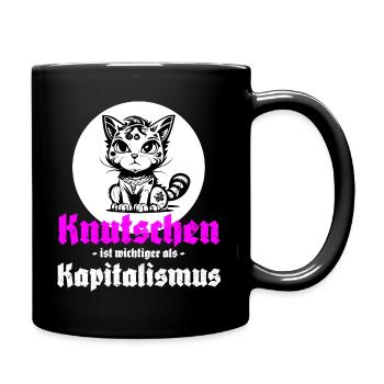 Knutschen ist wichtiger als Kapitalismus - Tasse einfarbig - Schwarz - Rechts