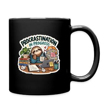 Prokrastination in Progress Cartoon - Tasse einfarbig - Schwarz - Rechts