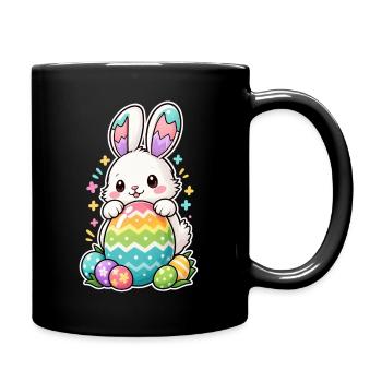 Kinder-Osterhasen-Familieneiersuche - Tasse einfarbig - Schwarz - Rechts