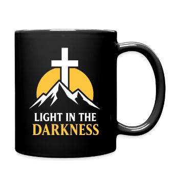 Licht-in-der-Dunkelheit-Bergkreuz - Tasse einfarbig - Schwarz - Rechts