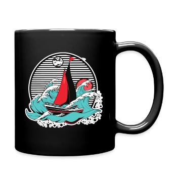 Grafik Segeln - Tasse einfarbig - Schwarz - Rechts