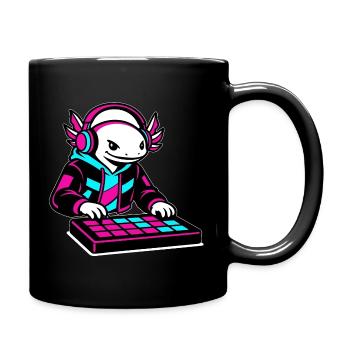Neonrosa DJ Axolotl-Spielzeug - Tasse einfarbig - Schwarz - Rechts