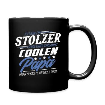 Stolzer Sohn eines verdammt coolen Vater - Tasse einfarbig - Schwarz - Rechts