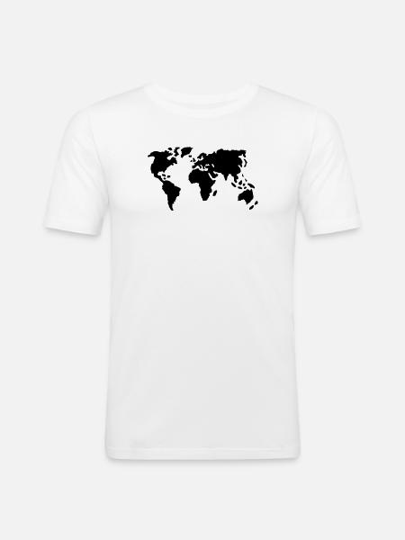 Welt - Männer Slim Fit T-Shirt - Weiß