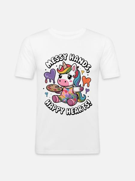 Messy Hands, Happy Hearts! - Men's Slim Fit T-Shirt - white